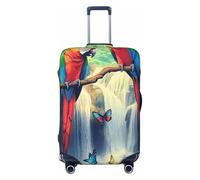 Tropical Parrots and Exotic Flowers Elastic Travel Luggage Cover Suitcase Protector, Print Suitcase Baggage Cover Anti-Scratch