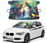 Tropical Parrots And Exotic Flowers Print Car Windshield Cover For Ice And Snow Universal Fit For Most Cars Multifuntional Ice Protector Keep Snow Frost Off