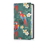 Tropical Parrots Colorful Premium Leather Car Registration and Insurance Card Holder Auto Truck Comparment Accessories Case for Cards, Essential Document, Driver License Vehicle Paperwork