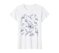 Tropical Parrots Vintage Macaw Boho Botanical Bird Line Art Value Graphic T-Shirt, Women, White, L