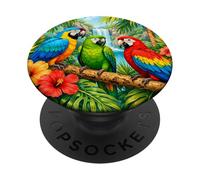Tropical Parrots Waterfall Jungle Paradise PopSockets Adhesive PopGrip