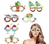 Tropical Party Eye Glasses | 6 Pair Novelty Paper Sunglasses - Funny Fancy Dress Props, Fun Kids Party Favors, Beach Themed Supplies For Pool Photo Booth, Adults & Kids