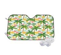 Tropical Pattern Green Wind Sun Shade for Car Sun Visor Foldable Vehicle Sunshade 27.5×51.2 Inch