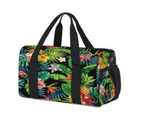 Tropical Pattern Pineapple Sports Duffel Bag Tropical Palms Weekend Overnight Bag Tote Holdall Casual Travel Gym Duffel Bags for Kids Girls Boys Women Men