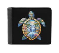 Tropical Pattern Shell Sea Turtle Men's Leather Wallet Bifold Purse Card Holder Slim Money Clip Single-Sided Print