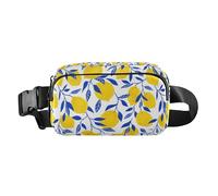 Tropical Pattern Yellow Lemons Fruit Stylish Fanny Pack Waist Bag for Women Men Teenagers Mini Sling Bag Travel Essential with Adjustable Strap for Cycling Hiking Gym, Tropical Pattern, One Size