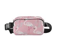 Tropical Peach Flamingo Fashion Fanny Waist Pack for Men Women Small Zipper Fanny Pack Sling Bag with Adjustable Strap for Workout Running Hiking, Tropical Peach Flamingo, One Size