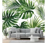 Tropical Photo Wallpaper 300 X 210 Cm - Non-Woven Premium Art Print Fleece Wall Mural Decoration Poster Picture Design Modern - Green Monstera Palm Leaf for Kids Bedroom Living Room