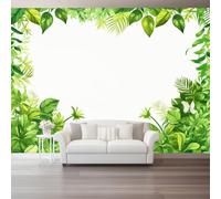 Tropical Photo Wallpaper Nursery 200 X 140 Cm Green Palm Leaves Butterfly - Non-Woven Premium Art Print Fleece Wall Mural Decoration Restaurant Hall Living Room Hallway
