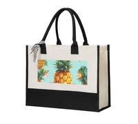 Tropical Pineapple Canvas Tote Bag For Women Personalized Present Bag Large Capacity Reusable Shopping Bag Suitable For Wedding, Birthday, Holiday Great Gift For Mom, Teachers, Friends, Bridesmaids