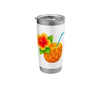 Tropical Pineapple Drink with Flower Summer Vibes Stainless Steel Insulated Tumbler