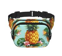 Tropical Pineapple Fanny Pack For Women Waterproof Adjustable Belt Bags Waist Pack Fashion Casual Crossbody Bags Bum Bag For Running Workout Hiking Traveling, Black, One Size