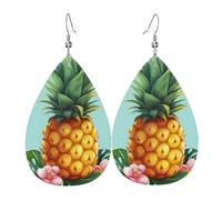 Tropical Pineapple Faux Leather Teardrop Earrings, Fashion Lightweight Drop Dangle Earrings Leather Earrings For Women Weddings, Parties, Ceremonies, Banquets, Gifts