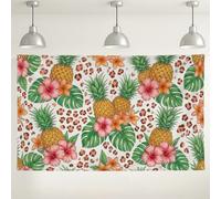 Tropical Pineapple Floral Wall Backdrop, Exotic Jungle Style Party Decorations, Colorful Summer Photography Background for Events, Wedding and Luau Celebrations 71x43 Inch