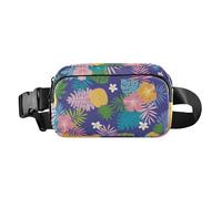 Tropical Pineapple Flower Pattern Trendy Waist Pack Crossbody Bag for Women Men Waterproof Crossbody Passport Bag with Adjustable Strap for Travel Vacation Running, Tropical Pineapple Flower Pattern,