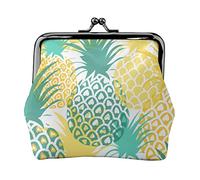 Tropical Pineapple Full Double-Sided Printed Pattern Women's and Girls' Fashionable Leather Kiss Lock Coin Purse Card Bag