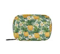 Tropical Pineapple Golden Yellow Green Palm Leaves Flower Medical Bag with Detachable Compartments Convenient Medicine bagsmall Pill Organizer