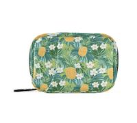 Tropical Pineapple Golden Yellow Green Palm Leaves Flower Medicine Bag with Detachable Compartments Attachable aid bagmedication Travel case