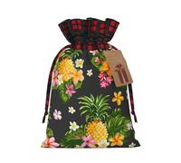 (Tropical Pineapple Hawaiian) Drawstring Gift Bags Holiday Present Goody Bags For Xmas Party S