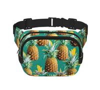 Tropical Pineapple Hawaiian Print Waist Pack Square Waist Bag Workout Hiking Running Travel Gym Pretty Zipper Fashion