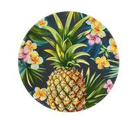 Tropical Pineapple Hawaiian Printed Gaming Mouse Pad 2 PCS, Round Non-Slip Rubber Base Laptop Mousepad Desk Mat for Gamer, Office, Home