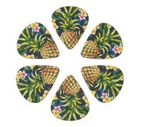 Tropical Pineapple Hawaiian Printed Guitar Picks -6 Pcs Guitar Picks Plectrum,Guitar Accessories,Electric Guitar Pick, Bass & Ukulele 0.46mm