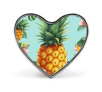 Tropical Pineapple Heart Shape Lapel Pin Personalized Pinback Button Badges Retro Punk Button Pin Kawaii Heart Badges for Men Women Clothes Bags Hats & Gift