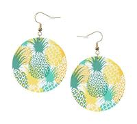 Tropical Pineapple Leather Round Earrings Daily Accessories Working At Work Women'S Fashion