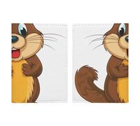 Tropical Pineapple Passport Wallet Travel Passport Holder Pu Passport Cover Slim Card Case Cover for Women Men Leather Holder Case Travelling Essentials, Cartoon Animated Beaver, 20.3x13.8cm