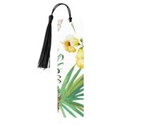 Tropical Pineapple Print 5pcs Wooden Bookmarks with Tassels, Reading Page Markers Book Marks, Gifts for Men Women
