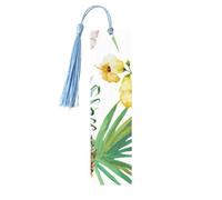Tropical Pineapple Print 5pcs Wooden Bookmarks with Tassels, Reading Page Markers Book Marks, Gifts for Men Women