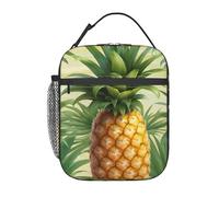 Tropical Pineapple Print Functionality Portable Insulated Lunch Pouch Reusable Meal Picnic Tote Work Travel