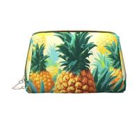 Tropical Pineapple Print Makeup Bag Portable Leather Waterproof Cosmetic Bag Clutch Makeup Brush Bag (6.7x4.3in)