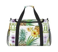 Tropical Pineapple Print Womens Sports Bags Travel Bag - Gym Tote Bag with Compartment,Duffel Bags for Men,Ladies Holdall,Carry On Weekend Travel Handbags for Women