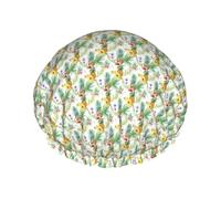 Tropical Pineapple Printed Reusable Shower Hats, Double Layer Headgear For Spa And Salon, Large Hair Wrap
