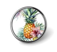 Tropical Pineapple Round Badge Personalized Metal Lapel Pin Badges Fit Clothing Bags Hat Humorous Printed Brooch Badge Party Decorations Accessories for Men Women