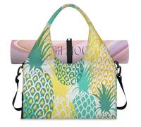 Tropical Pineapple Sports Duffel Bag for Women Men Summer Pineapple Weekend Overnight Bag with Shoe Compartment Shoulder Tote Luggage Bag for Yoga Gym Travel