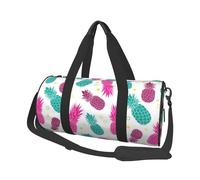 Tropical Pineapple Travel Duffel Bag for Women Men,Print Polyester Tote Round Luggage Bag with Shoulder Strap