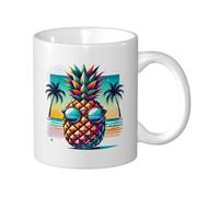 Tropical Pineapple with Sunglasses Beach Tea Mugs Novelty Mug Cute Coffee Mug for Office Kitchen Cocoa 330Ml