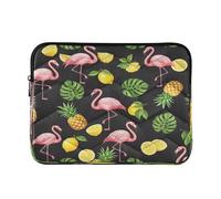 Tropical Pineapples Flamingos Black Sleeve for Laptop, Protective Padded Laptop Cover 15 Inch for Women