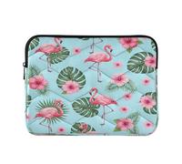 Tropical Pink Flamingos Blue Laptop Case, Protective Padded Computer Bags for Laptops 15.6 Inch for Women