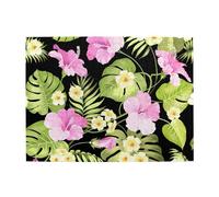 Tropical Pink Flowers And Jungle Palms Adults 500 Pieces Puzzles-Jigsaw Wooden Puzzle for Adults Elderly