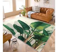 Tropical Plant Banana Leaf Flannel Rug for Living Room & Bedroom Soft Fluffy Carpet Green Non-Slip, Machine Washable, Kids Area Rug Mat for Playroom & Floor Protector 120x170 cm