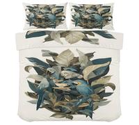 Tropical Plant Duvet Cover - Woman Parrot Pattern Bedding - Classical Bed Set King Size 3 Piece - Reversible Soft Microfiber Quilt Cover 2 Pillowcases, Zipper Closure & Corner Ties, 230x220 On696