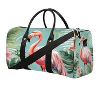 Tropical Plant Flamingo Foldable Travel Duffle Bag Waterproof Sports Gym Bag with Shoulder Straps