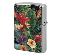 Tropical Plant Flowers Lighter Case Metal Protective Cover with Double-Sided Art Design, Cool Lighters Pouch Shockproof Lighter Cover for Men Women Gifts, Lighters Not Included