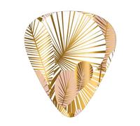 Tropical Plant In Golden,12 Pcs Guitar Pick,3 Different Thickness Plectrums for Acoustic Guitar Bass Ukulele (0.46mm 0.96mm 0.71mm)
