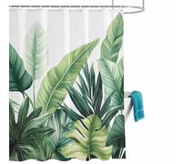 Tropical Plant Leaf Shower Curtain for Bathroom, Modernism Green Palm Leaves Waterproof Cloth Fabric Bathroom Accessories Set with 12 Rust Proof Plastic Hooks, 56” x 78”