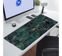 Tropical Plant Leaves Large Gaming Mouse Pad, XXL Extended Gamer Mouse Mat with Stitched Edges, 23.6x15.7x0.12 inch Non-Slip Rubber Base Gaming Desk Mat, Big Long Mousepad for Work, Game, Office, Home