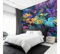 Tropical Plant Leaves Wallpaper, Colorful Leaf Wall Mural for Living Room, Bedroom, Non-Woven Wall Papaer Decoration, Photo Wallpaper & Home Decor, 366x254 cm (WxH) K-MZ&6
